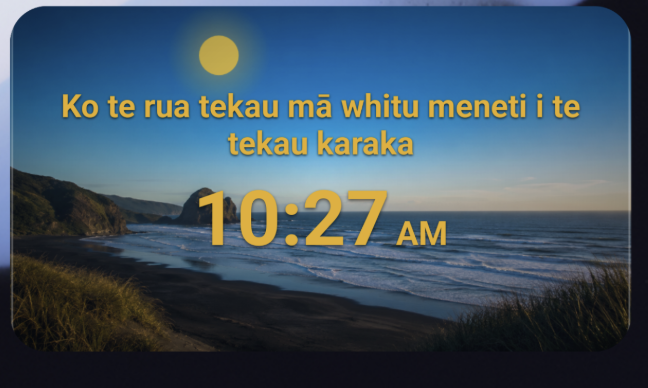 Te Reo Time Māori clock widget showing the time in te reo Māori